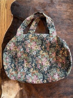 Vtg Gypsy Wings Tapestry Duffel Carpet Bag Overnight Tote Boho Cottagecore 80s